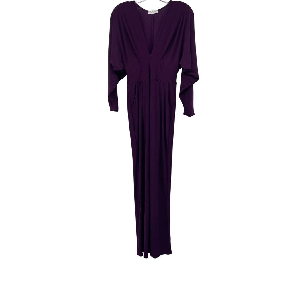 GODDIVA London Womens Jumpsuit Straight Leg Long Dolman Sleeve Purple Size 4